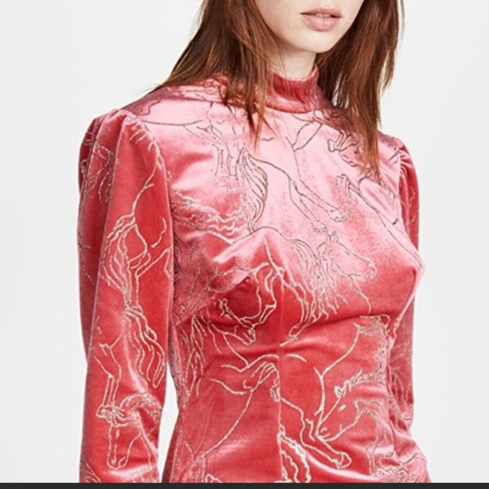 Sandra Mansour Golden Glitter Horse Motif Dress FR34/US2